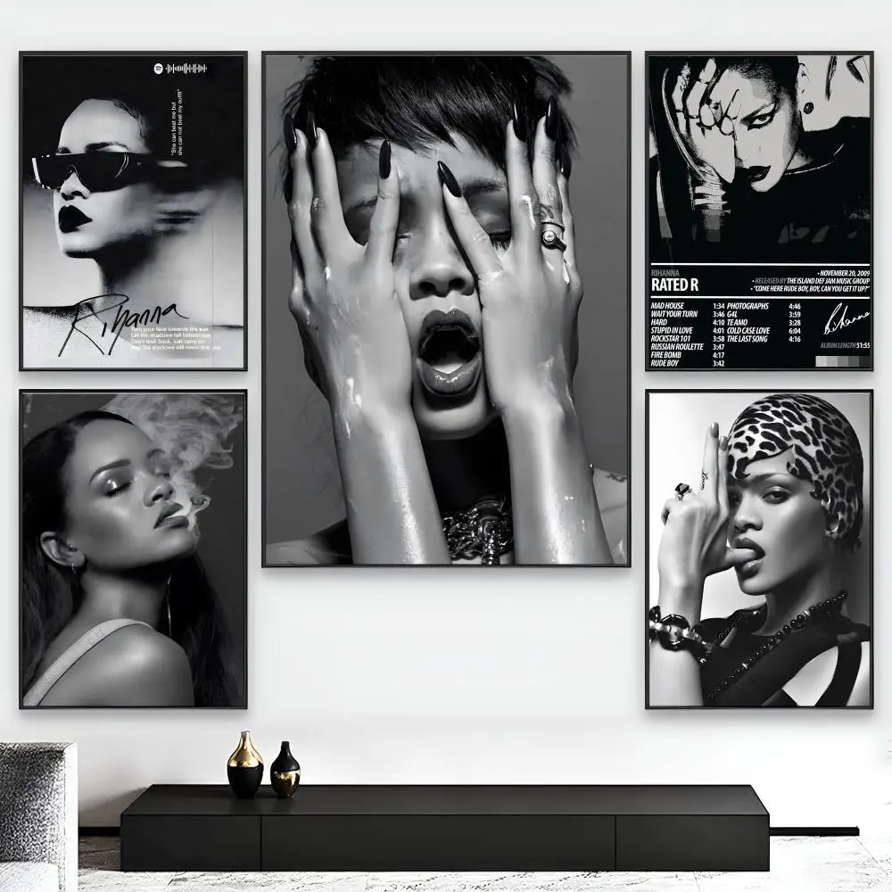 Singer Star R_RihannA Magazine Poster Decorative Stickers Wall Art Prints for Home Hallway Living Room Bedroom Decoration Gift