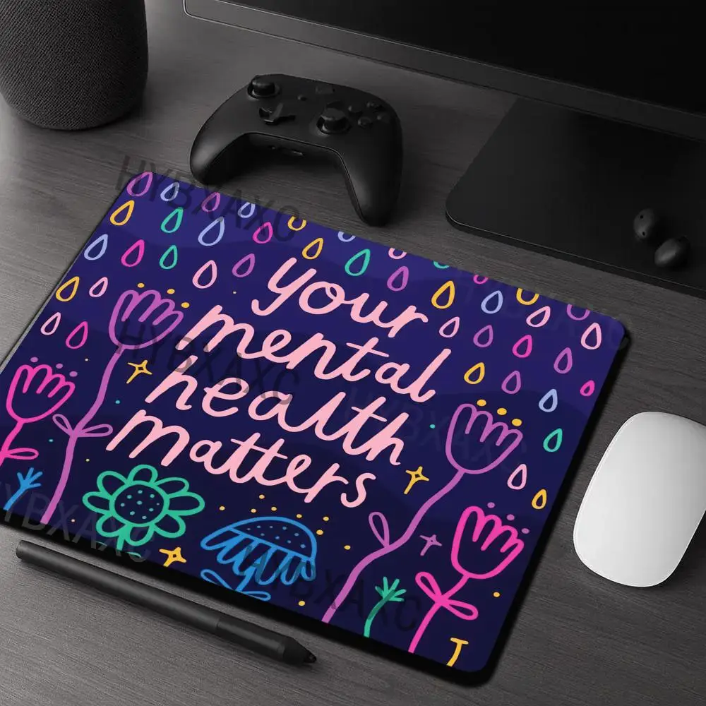 HYBXAXC Mental Health Quote Small Mouse Pad Non Slip Rubber Desk Mat for Office Home Laptop Gaming Decor