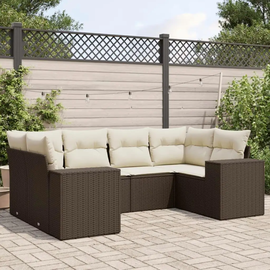 

Modular 6 Piece Brown PE Rattan Garden Sofa Set Outdoor Patio Furniture Comfortable Seating