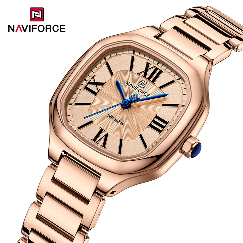 

NAVIFORCE Brand Watch for Women Fashion Luxury Ladies Square Dial Quartz Wristwatches Stainless Steel Band Waterproof Clock 2024