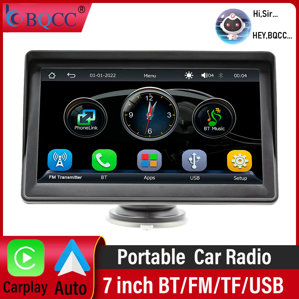 

BQCC 7-дюймовый мультимедийный видеоплеер MP5 BT Беспроводной CarPlay Android Auto MirrorLink FM-передатчик AUX Выход Автомобильный радиоприемник