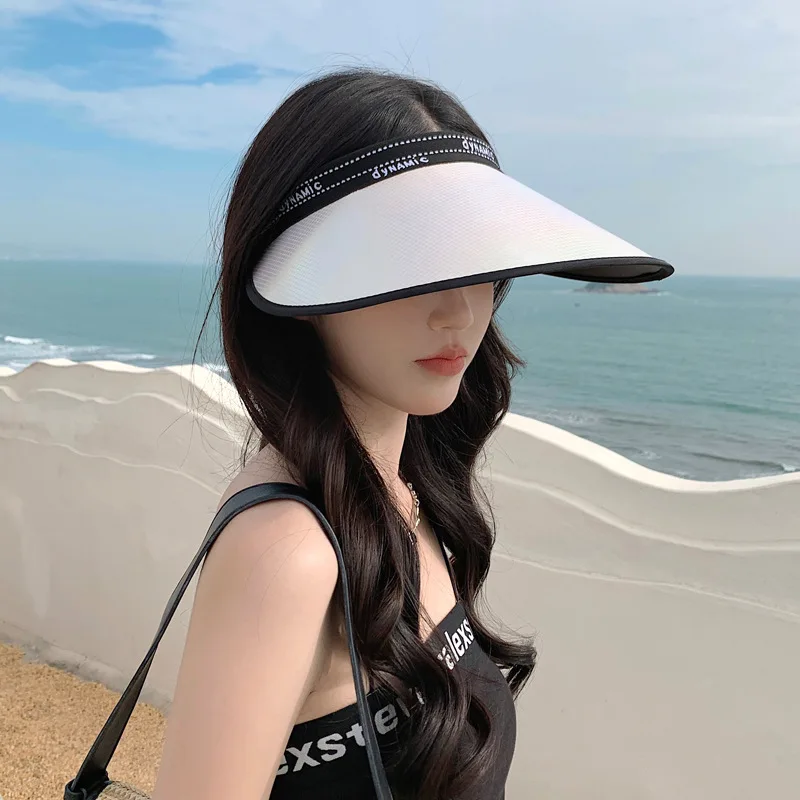 2023 Korean Female Japanese-Style and Internet-Famous Letter Colorful Protection Visor Outdoor Sports Sun Hat Su