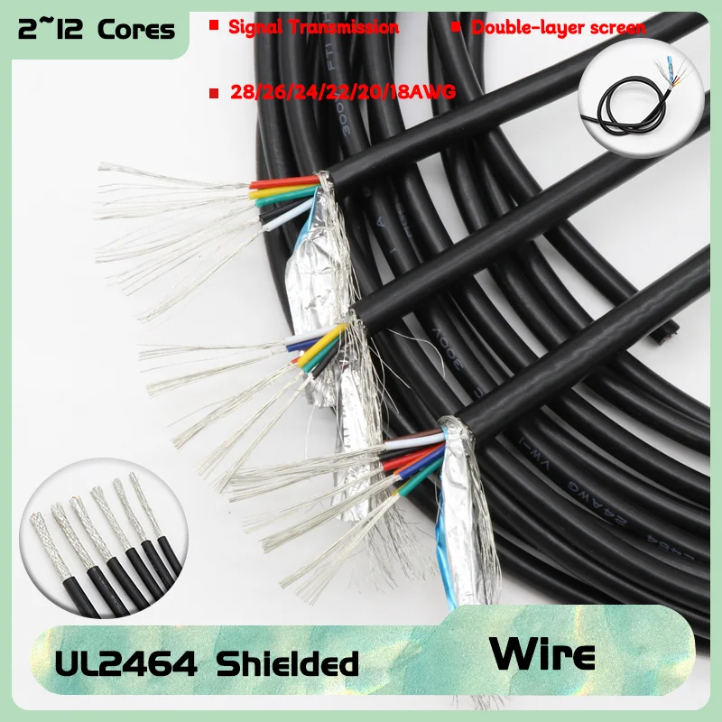 

5/10M Channel Audio Line 2 ~12Cores Signal Copper Cable Electric Sheathed Wires UL2464 PVC Shielded Wire 28 26 24 22 20 18AWG
