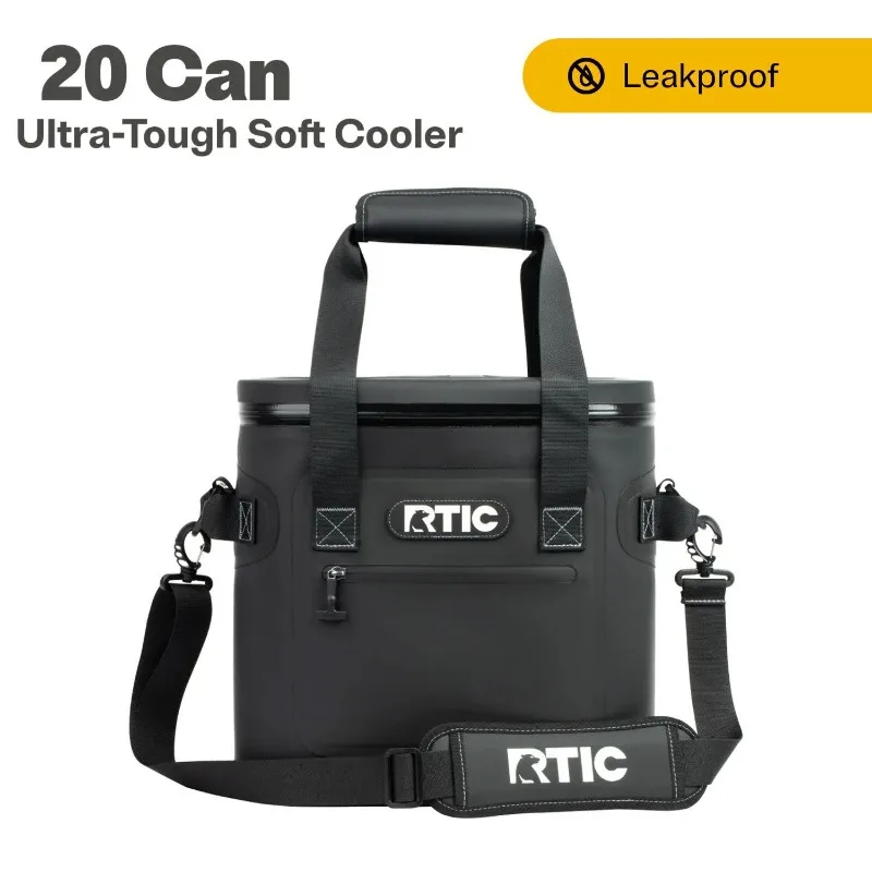 

RTIC 20 Can Ultra-Tough Soft Cooler, Leakproof Cooler, Waterproof Zipper, Black