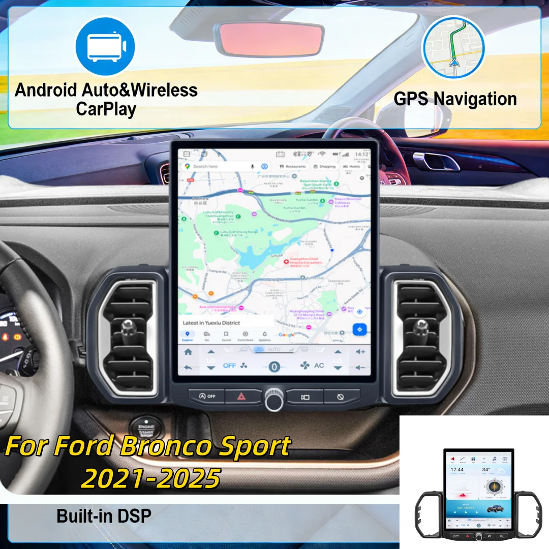 JOH For Ford Bronco Sport 2021 2022 2023 2024 2025 Dual System Screen Car Radio Multimedia Player Navigation Carplay Stereo GPS