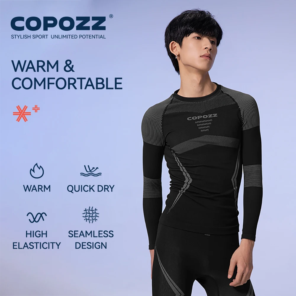 COPOZZ Men Women Ski Thermal Underwear Sets Quick Dry Functional Compression Tracksuit Tight Snowboarding Tops and Pants 