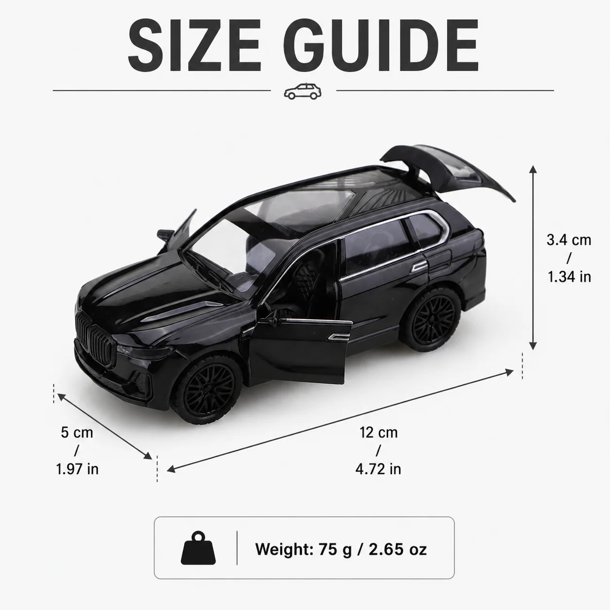 (Corrugated Box) 1/36 Scale, Diecast Luxury SUV Style Toy Car, Powerful Spring, Metal Casting, Boy's Toy, the Best Gift.