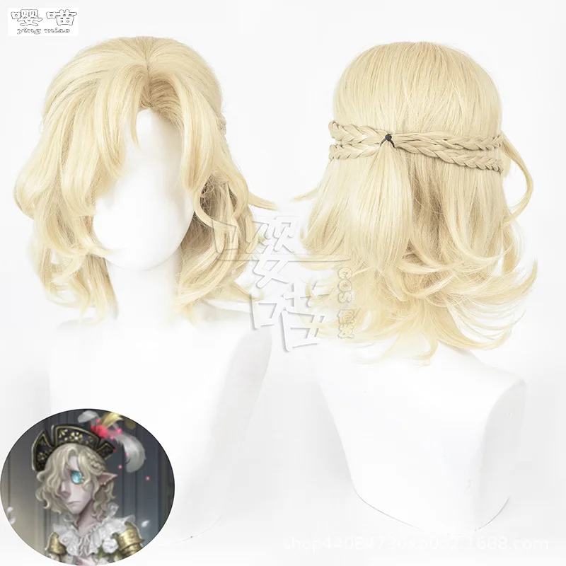 

Game Identity V Grave Keeper Andrew Kreiss Cosplay Wig 40CM Gold Heat Resistant Synthetic Hair Cosplay Wigs Halloween Men Women