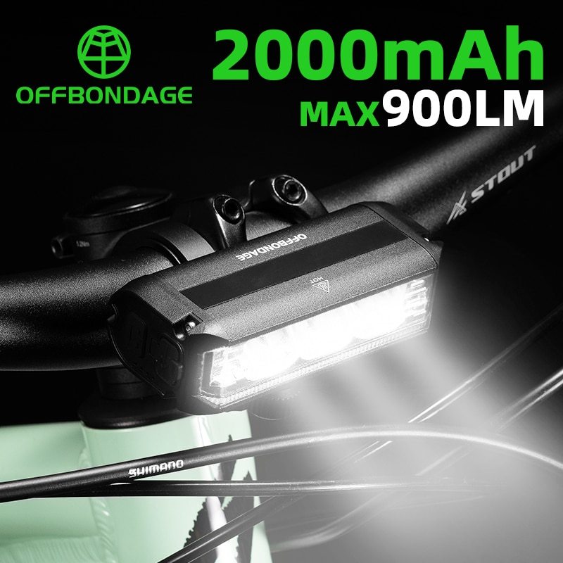 OFFBONDAGE Bicycle Light Front 900Lumen Bike Light 2000mAh Waterproof Flashlight USB Charging MTB Road Cycling Lamp 