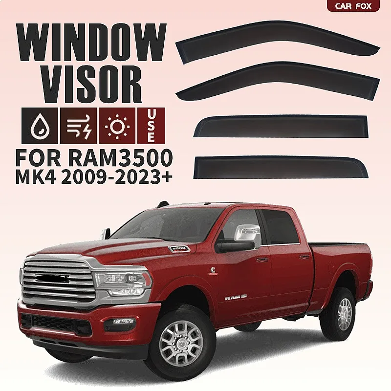 

4Pcs Car Window Visors For Dodge RAM 1500 2500 3500 DT Rain Sun Deflectors Auto Accessories 2009-2023