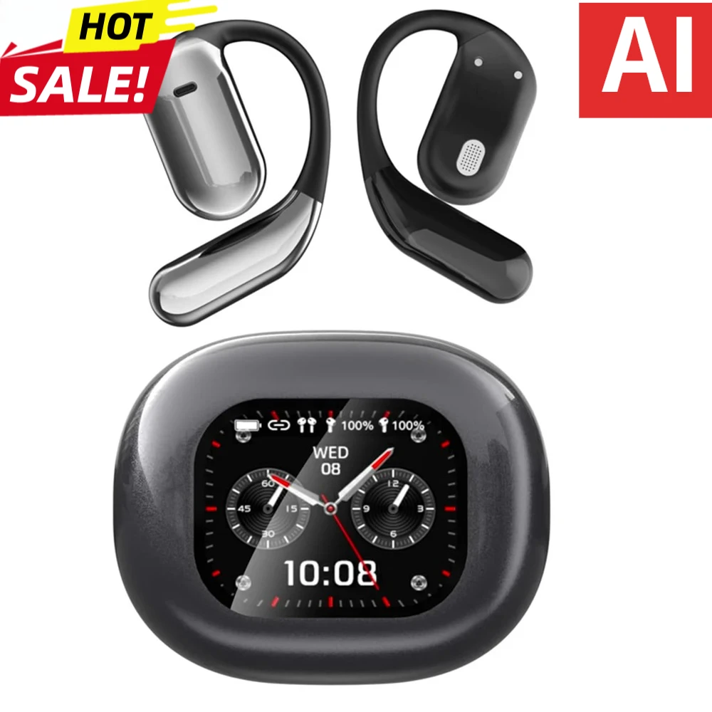 2026 سماعات أذن AI مع شاشة تعمل باللمس 144 لغة مترجم في الوقت الحقيقي أذن مفتوحة سماعة لاسلكية تعمل بالبلوتوث سماعة رأس للسفر والأعمال