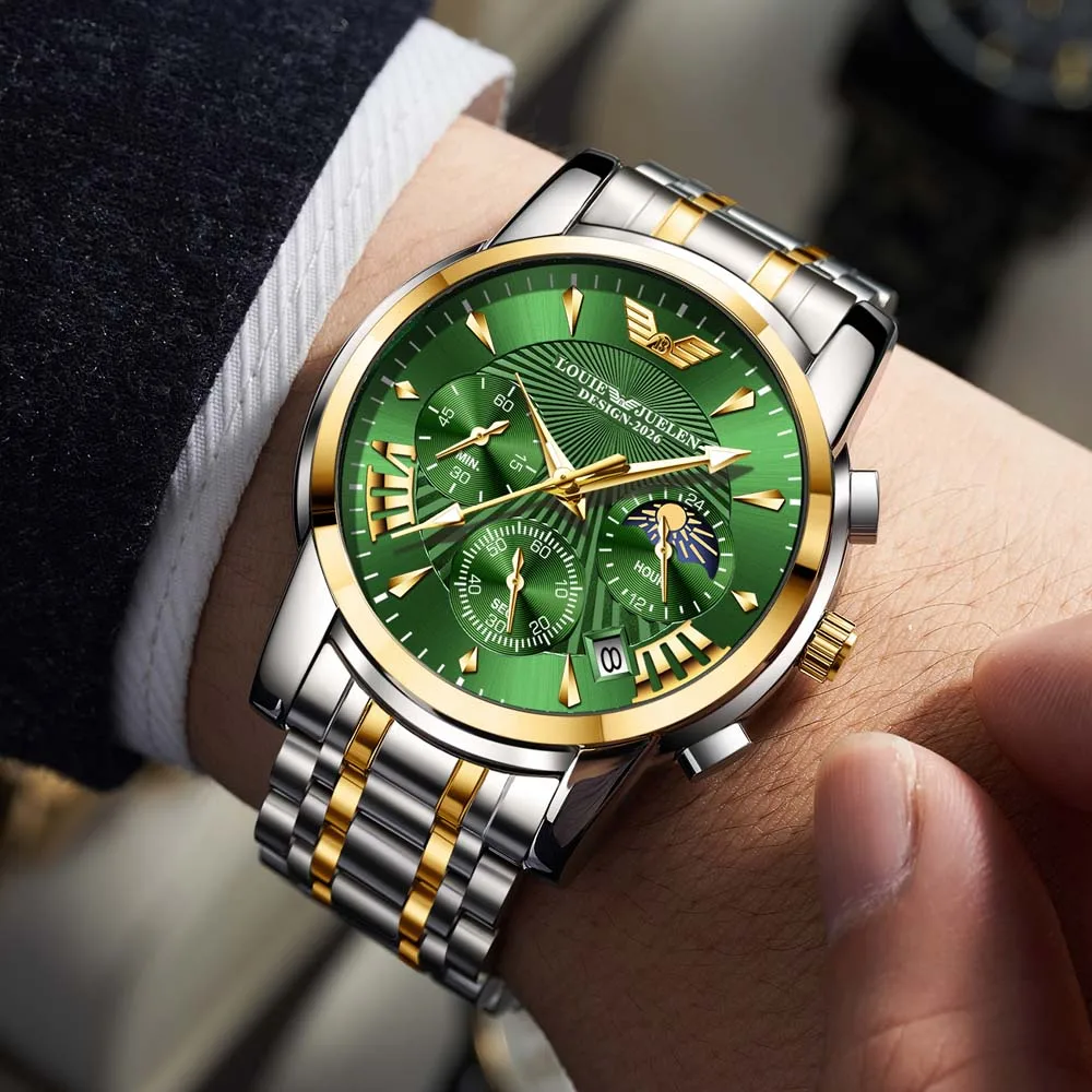 LOUIE JUELEN 2026 New Watch Men's Multifunctional Watch Triple Subdials Six Hands Sun Moon Stars Men's Quartz Watch