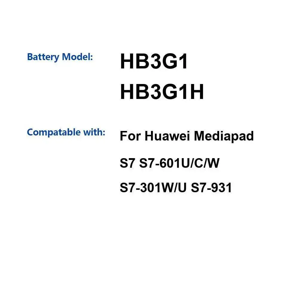 4100 мАч HB3G1 HB3G1H для Huawei Mediapad S7 S7-601U C W S7-301W U S7-931 Безопасный аккумулятор для планшета большой емкости 4100 мАч HB3G1 HB3G1H для Huawei Mediapad S7 S7-601U C W S7-301W U S7-931 Безопасный аккумулятор для планшета большой емкости