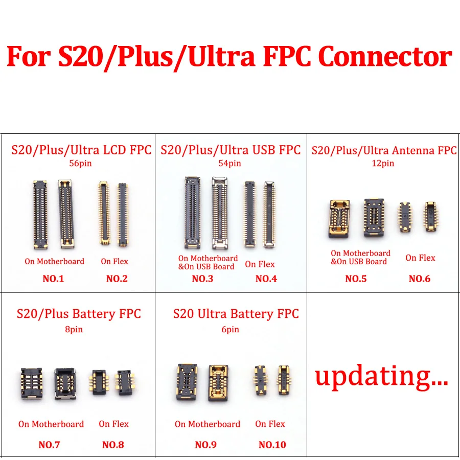 2Pcs 54 56 Pin LCD Screen USB Charger Battery FPC Connector On Board For Samsung Galaxy S20/Plus/Ultra S20Plus S20Ultra S20U