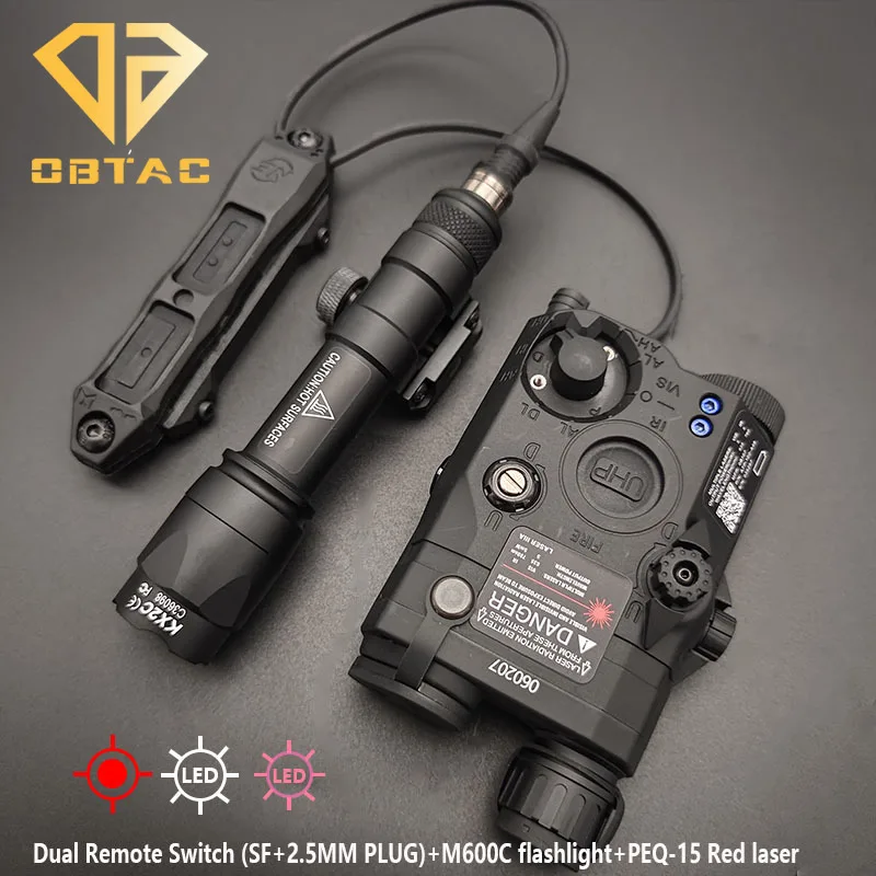 

Outdoor Hunting Laser PEQ15 Have Red/Blue/Green Laser IR Fill Light Indicator With M300C M600C Flashlight+Dual Control Switch