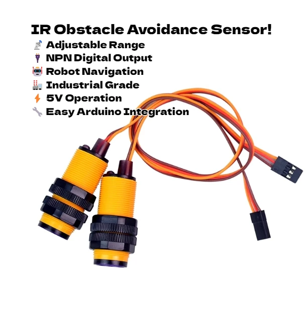 Industrial IR Obstacle Avoidance Sensor - Adjustable Detection Range, NPN Output, 5V DC, for Robot Navigation, Assembly Line Cou
