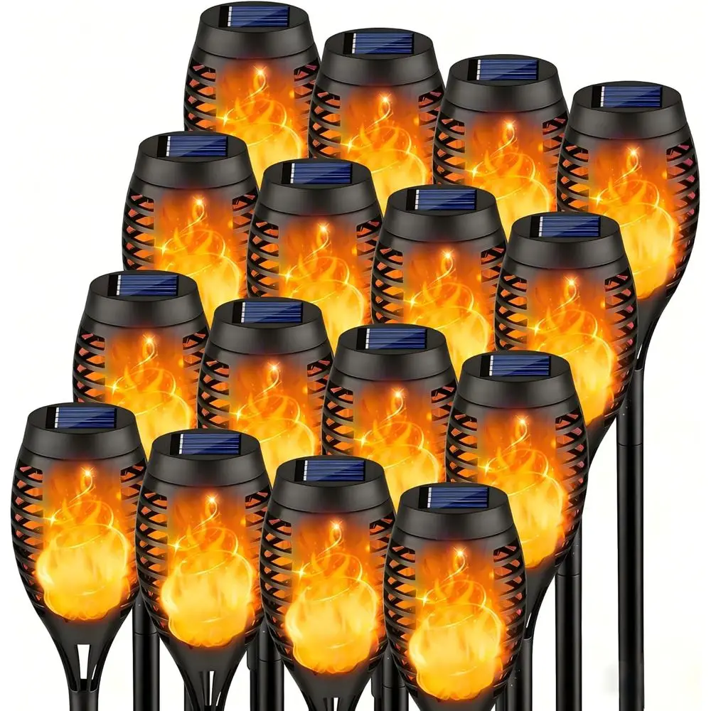 

16-Pack Waterproof LED Tiki Torch Lights for Outdoor Garden and Yard Decor