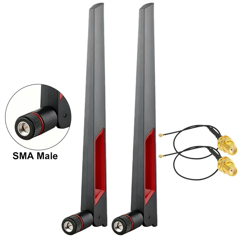 2 Stück WLAN-Antenne Dual-Band 2,4GHz 5,8GHz Hochleistungsantenne mit I-P-X zu RP-SMA 15CM Kabel für PCIe Wireless Router PC Desktop Repeater
