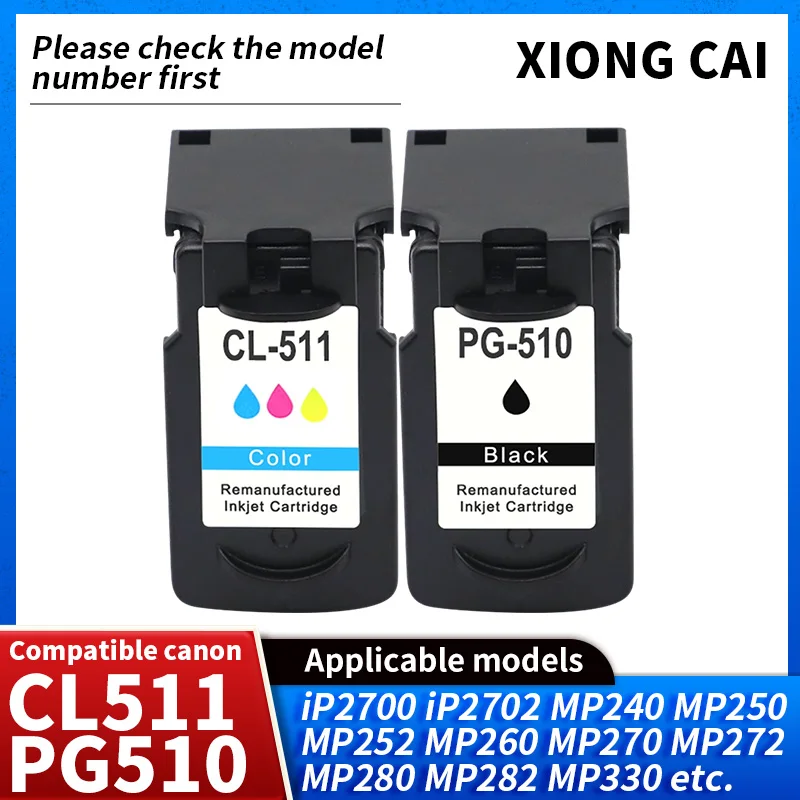 Compatible for Canon PG510 XL CL511 XL Remanufactured Ink Cartrige For PIXMA MP240 250 252 260 270 272  iP2700 iP2702  printers