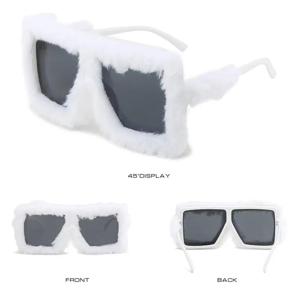 UV400 Square Frame Ladies Shades Punk Sun Glasses Ladies Sexy Shades  Sunglasses Soft Fur