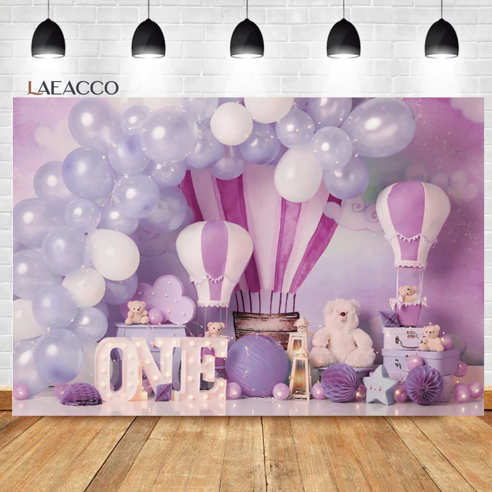 Laeacco Baby Shower Newborn Backdrops Kids 1st Birthday Party Balloons Decor Children Portrait Photography Backgrounds Photocall