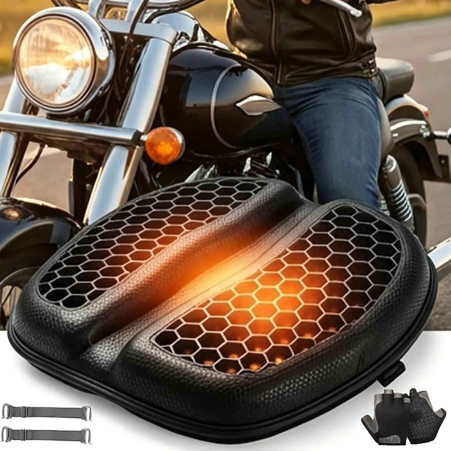 Hot Foldable Seat Cushion For Motorcycle 3D Honeycomb Structure Shock Breathable Non-Slip Motorcycle Seat Pad Universal Cushion