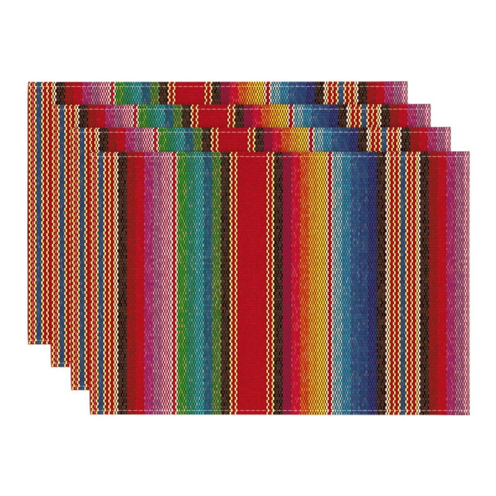 1PC Mexican Colorful Stripes Day of The Dead Placemats for Table Decor Washable Mexico Dia De Los Muertos Table Mats Party Decor
