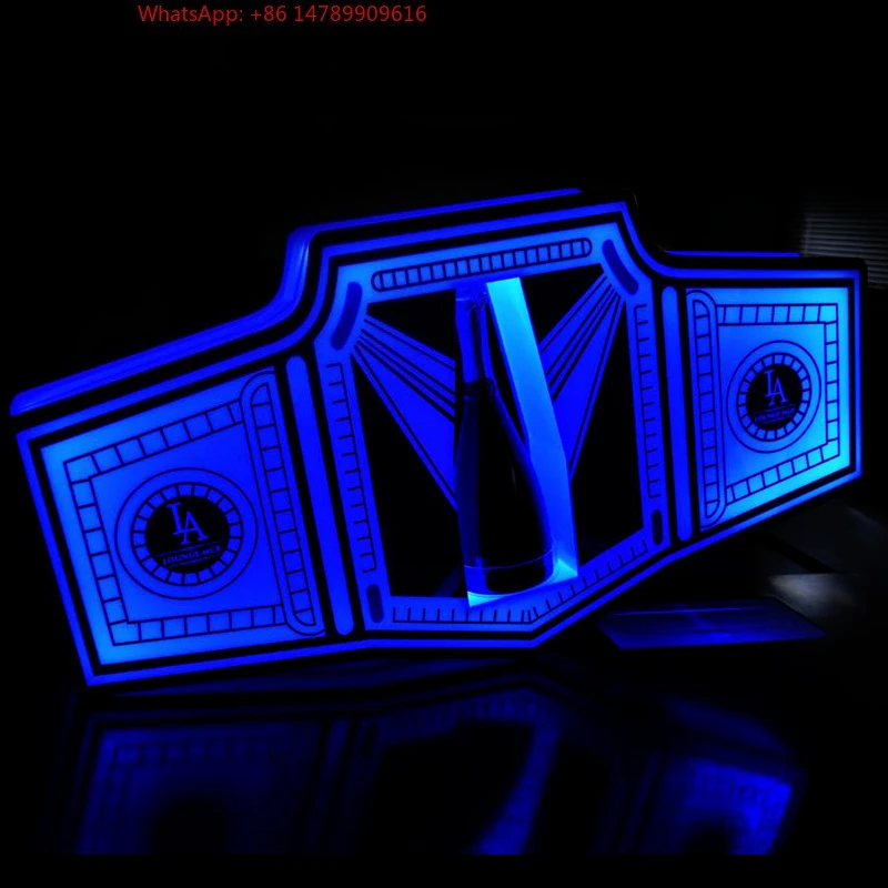 Premium Custom LED Liquor Display StandLed Double Wine Presenter Rolling Words Big Message Board Rechargeable Champagne Cocktail