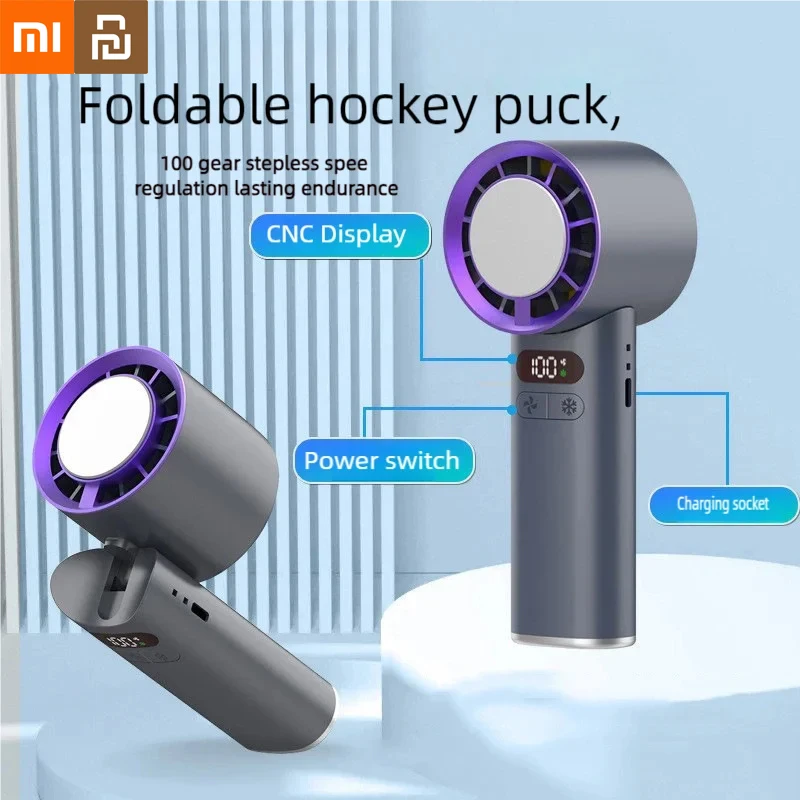 

Ручной турбовентилятор Xiaomi Youpin 100, регулируемая скорость ветра, портативный цифровой дисплей, складной вентилятор, электрический вентилятор с батарейным питанием, новый