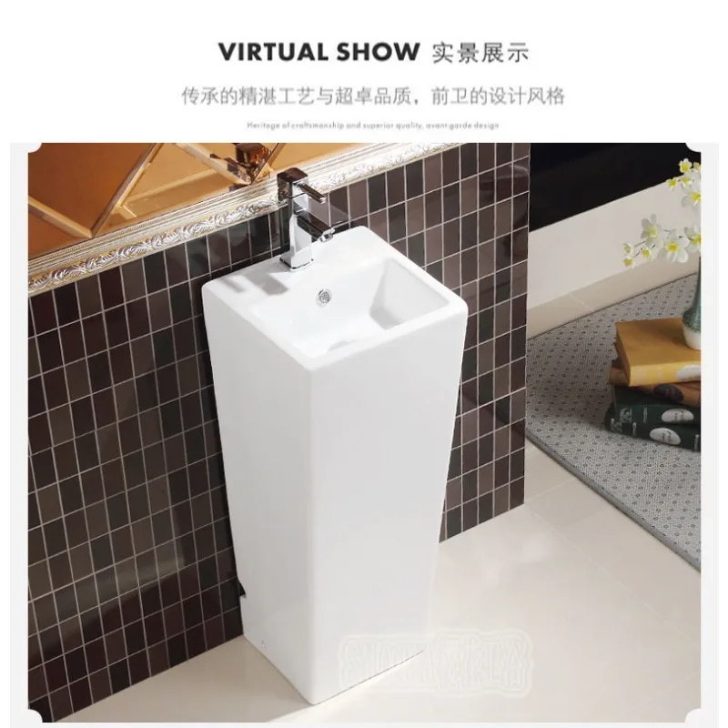 Integrated wash basin One-piece column Small square column Wash basin Ceramic column basin Ultra small square