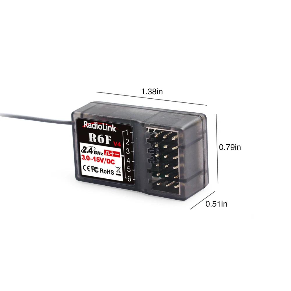 Radiolink-6 Canal Receptor para RC Car and Boat, Transmissor de Rádio, Controle Remoto, R6F, 2.4GHz, RC6GS, V2, RC4GS, V2, T8FB, T8S