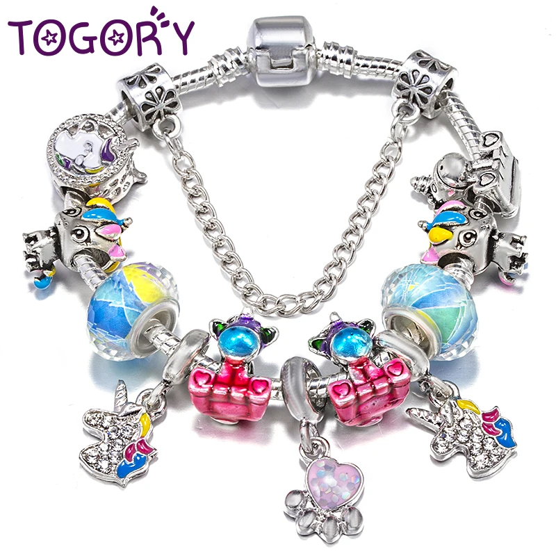 

Fashion Brand Charm Bracelets Fits DIY Unicorn Beads Bracelets Bangles For Women Girlfriend Kids Bijoux Pulseras Jewelry Gift