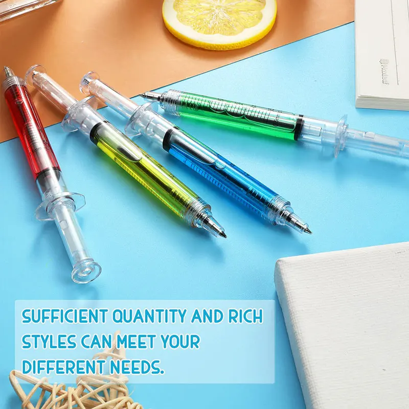24pcs Liquid Syringe Injector Shape Office Stationery School Accessories Press Pen Students Writing Tools