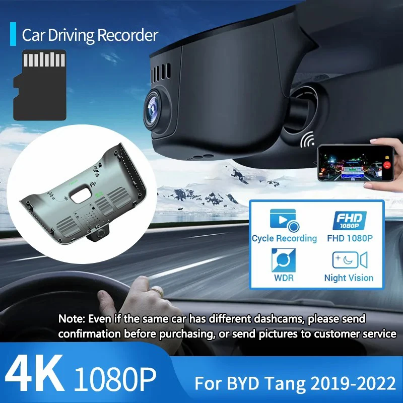 

DVR Dash Cam 4K HD Wifi Car Camera Driving Video Recorder Car Accessories for BYD Tang Tan EV II MK2 2019 2020 2021 2022 2023