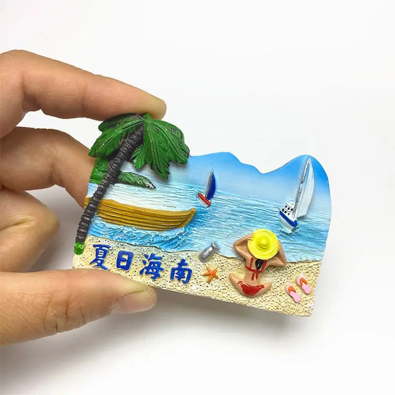 China's Summer Hainan Beach Scenery High-Value Cultural and Magnetic Refrigerator Magnets Travel Souvenirs Decorative I