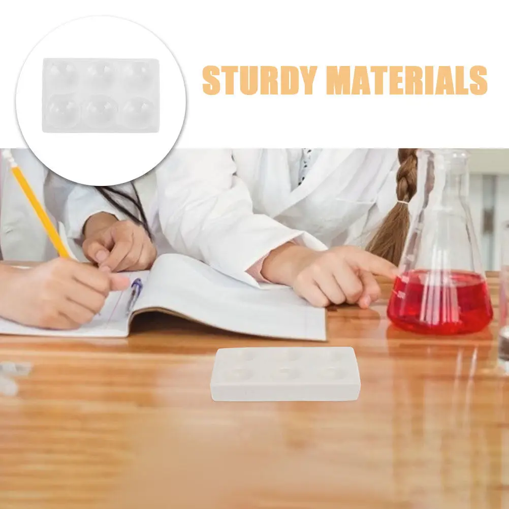 2Pcs High Temperature Resistant Porcelain Spot Plate Well Ceramic Reaction Science Experiment Lab Chemical Analysis
