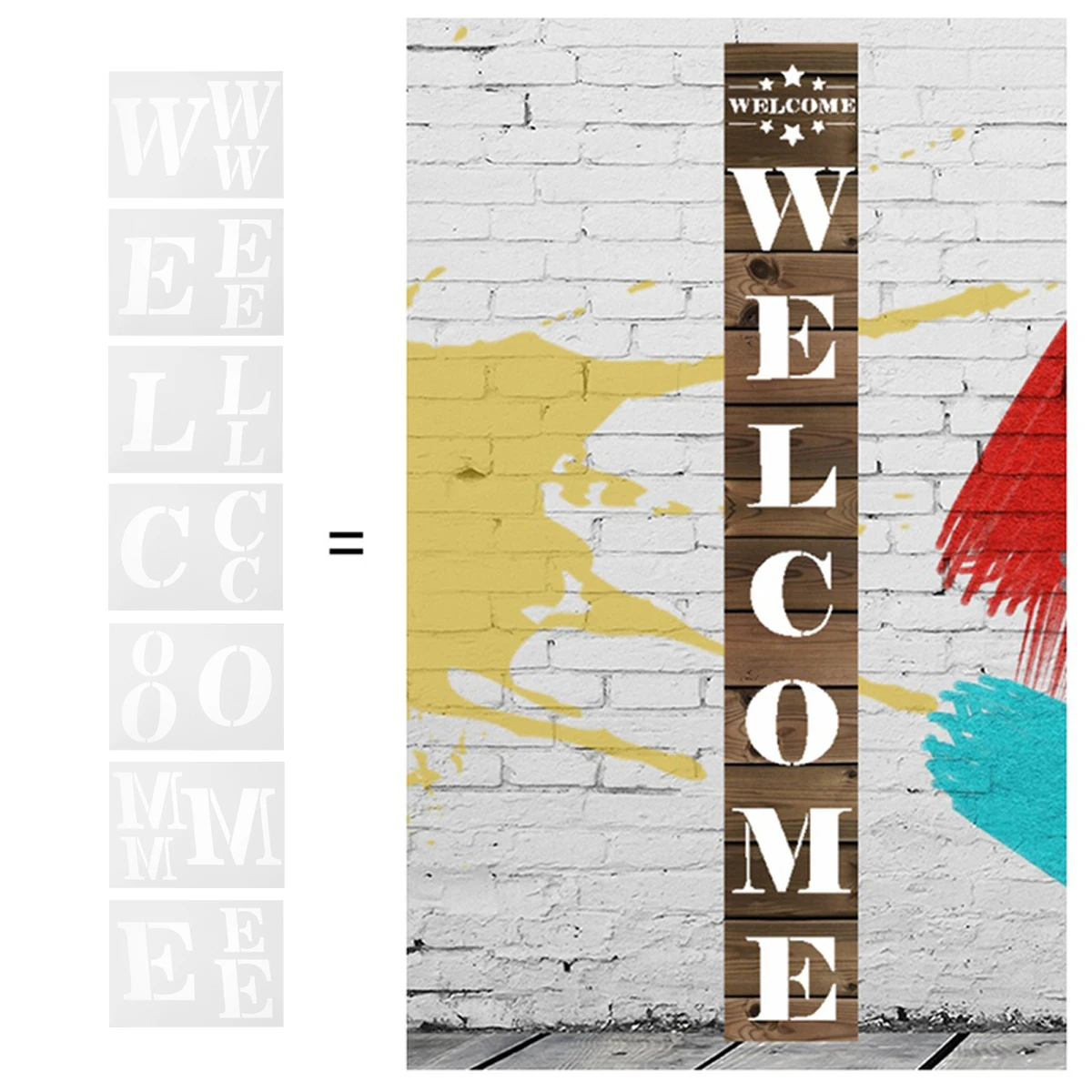 

8pcs Welcome Sign Stencils Reusable Templates Plastic DIY Craft Drawing Wall Decor Furniture Wood Signs Holiday Projects Art