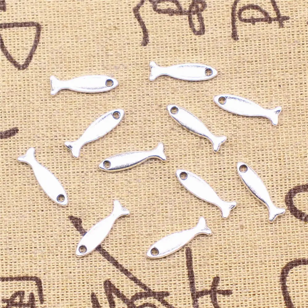 

Girls Jewelry Diy Craft Charms Fish Antique Silver Color Women Pendant 4x17mm 30pcs