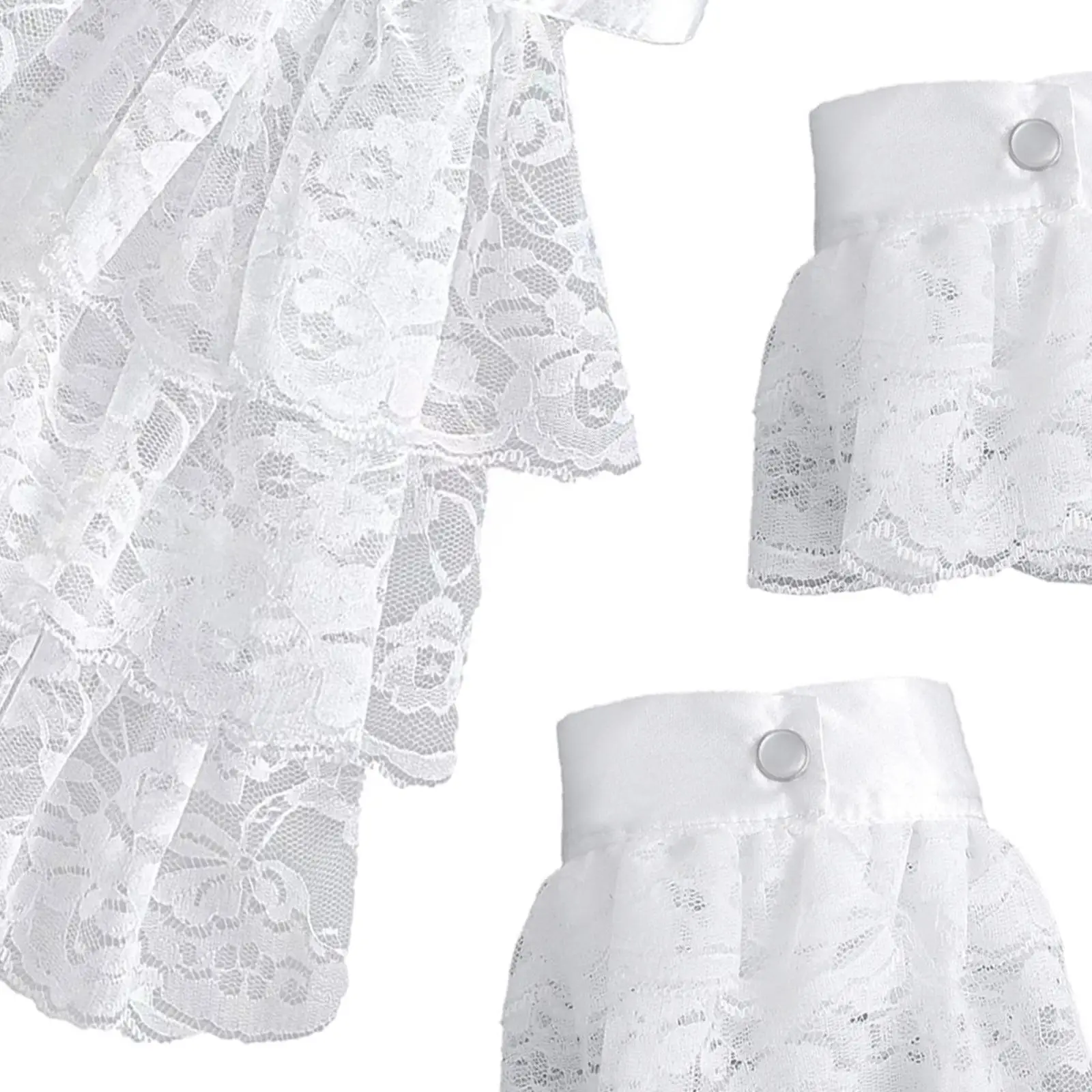 White Lace Jabot and Cuffs Set Colonial Victorian Collar for Women Pirate Costume Neckwear Steampunk Cosplay Stage Party