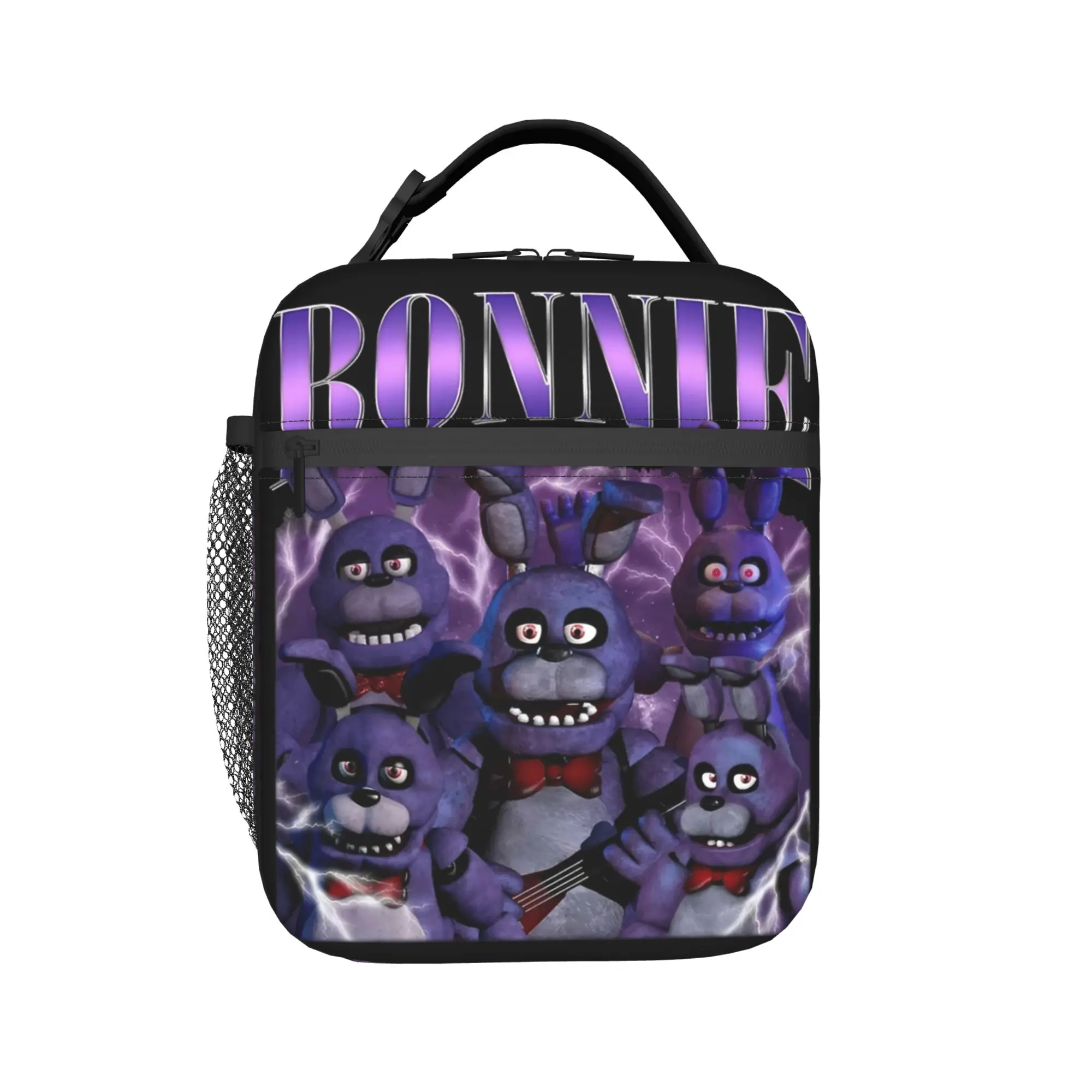 Vintage FNAF At Freddys Bonnie Lunch Bag For Child  Graphic Design School Lunch Box Funny Portable Oxford Cooler Bag