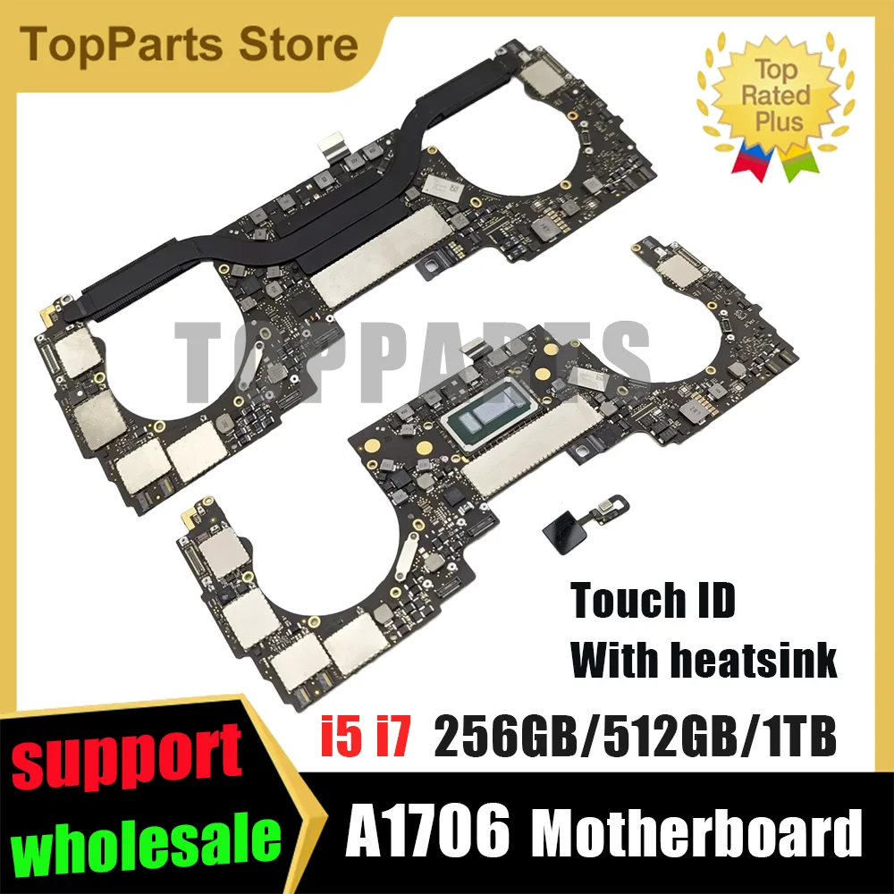 Original A1706 Logic Board with Touch Bar for MacBook Pro, 13-inch, Touch Bar, Logic Board A1706, i5, i7, 256GB, 512GB, 1TB