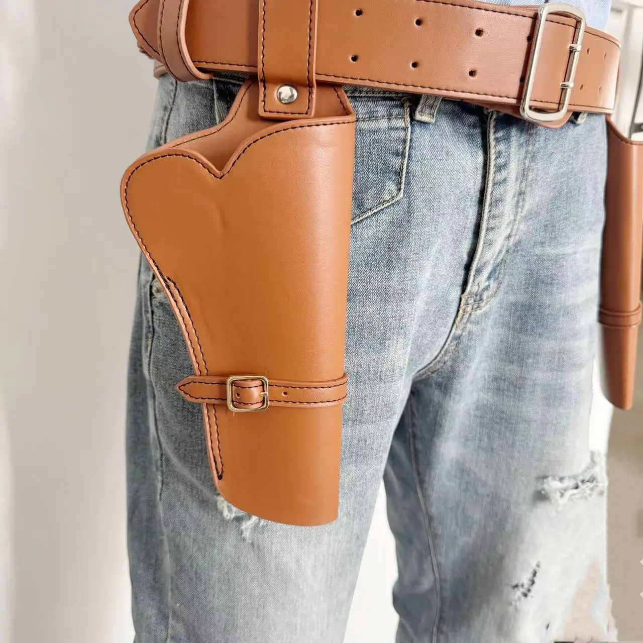 التكتيكية الحافظة الخصر حقيبة حزام جلد الساق التفاف الجلود مجموعة أدوات تأثيري المزدوج مسدس الدعامة حقيبة الدعائم الطرف