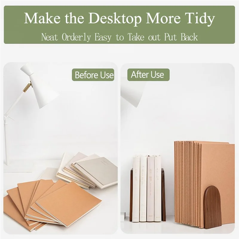 AC56-Wooden Bookends Heavy Duty Bookshelf Anti-Slip Bookends(2Pcs)