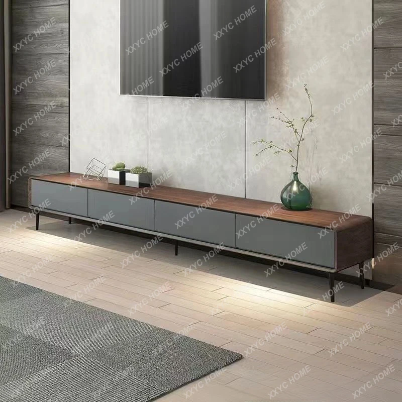 A  Nordic high-style floor-to-ceiling simple solid wood cabinet light luxury floor cabinet
