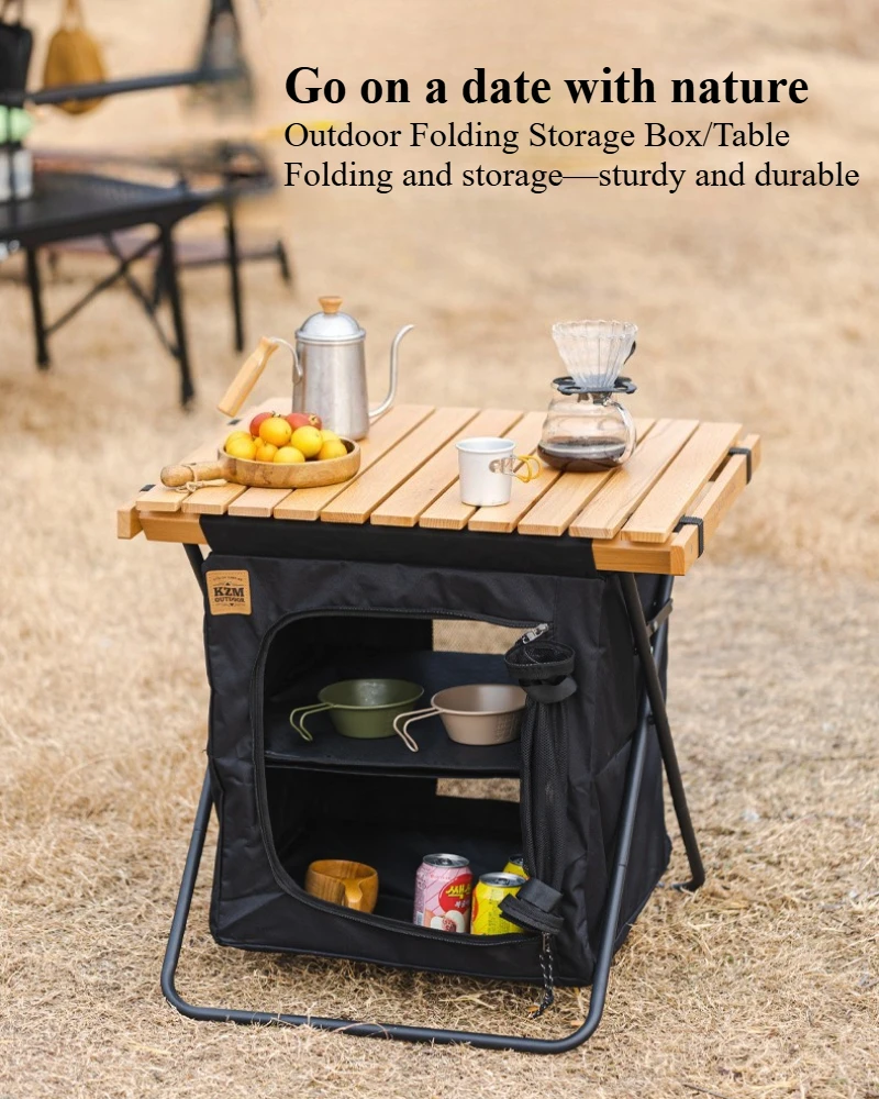 

Складной уличный шкаф для хранения: Многофункциональный стол-шкаф из массива дерева – портативный, большой вместимости, 2-в-1 (стол-шкаф) – для кемпинга на природе