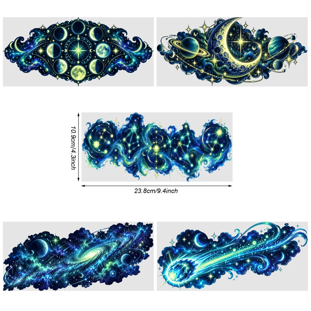 5 Sheets Celestial Moon Phase Pattern UV DTF Stickers Waterproof Rub on Transfers UV DTF Stickers Cups Decoration
