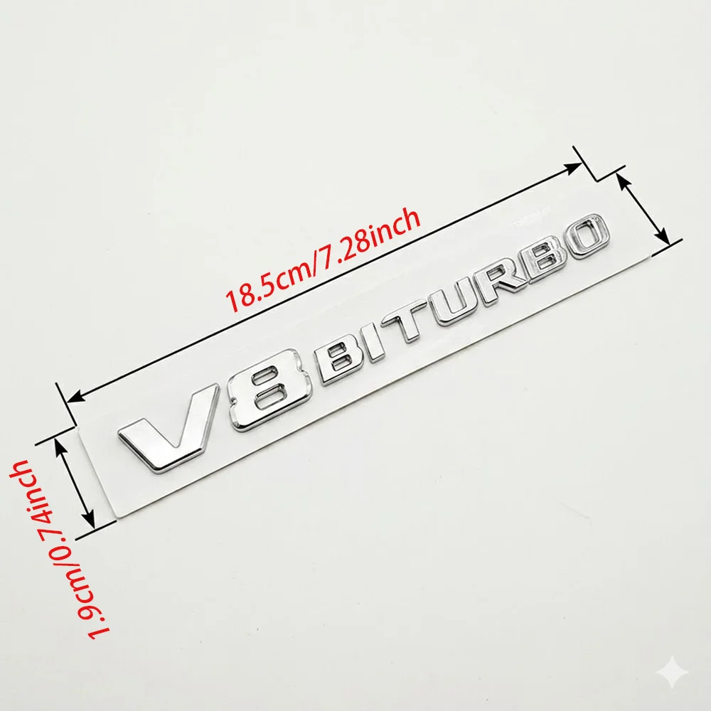 3D ABS Chrome Logo V8 BITURBO Emblem Car Fender Side Badge Decal For Mercedes Benz AMG C63S C63 E63 G63 G500 Sticker Accessories - view 4