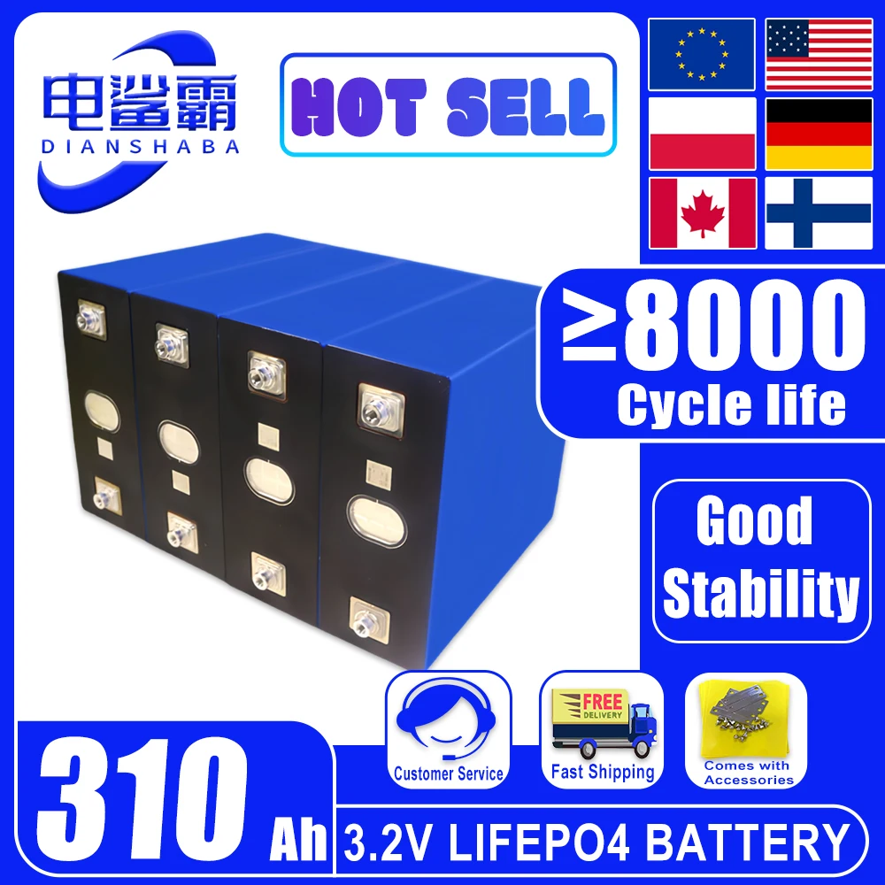 

Brand New 3.2V 310Ah 8000 cycle rechargeable battery suitable for DIY 12V 24V RV caravan marine solar energy system