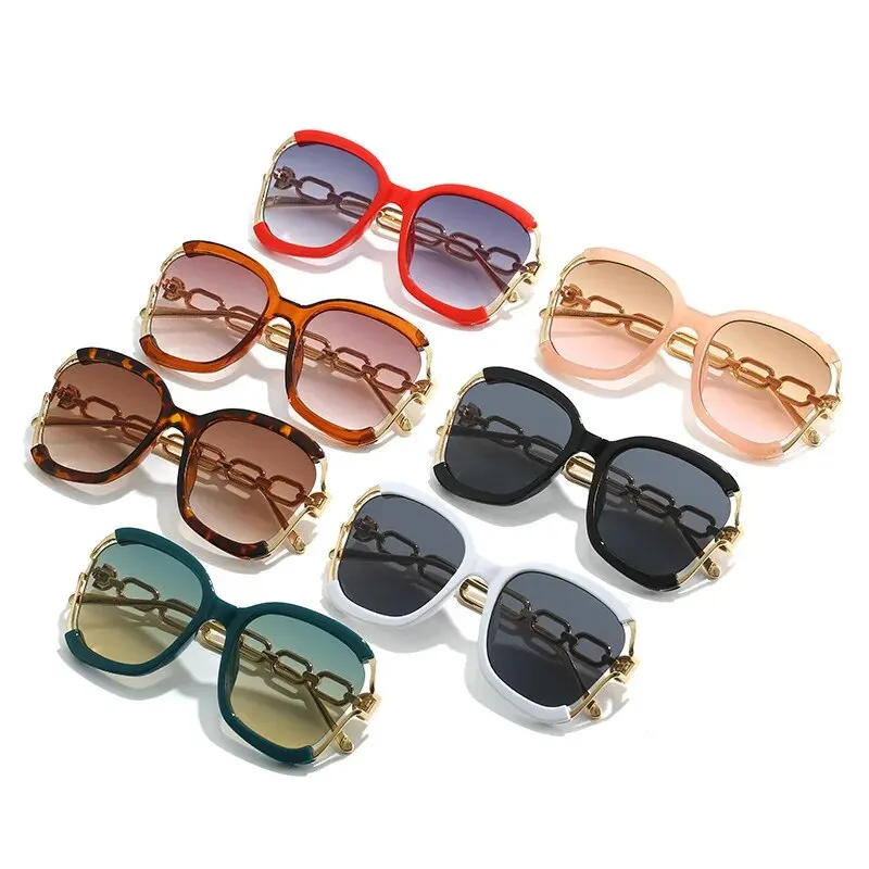 Europe And The United States New Metal Hollow-out Chain Leg Sunglasses Cross-border Fashion Trend Street Catwalk Sunglasses