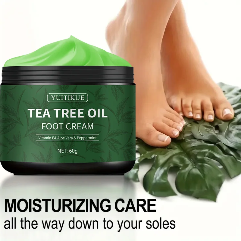 YUITIKUE Tea Tree Oil Foot Cream - Vitamin E Aloe Vera Peppermint Foot Care Moisturizing Cream for Dry Feet view 4